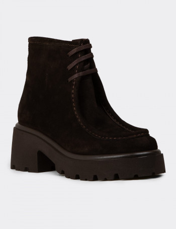 Kadın Hakiki Süet Kahverengi Bot